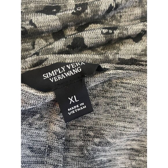 simply vera Wang ruched-shoulder dolman tee gray black print slinky soft XL - Picture 6 of 8